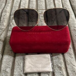Carolina Herrera Gold Frame Aviator Sunglasses